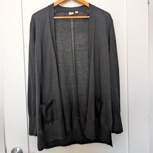 Gap Linen Blend Long Cardigan, Black